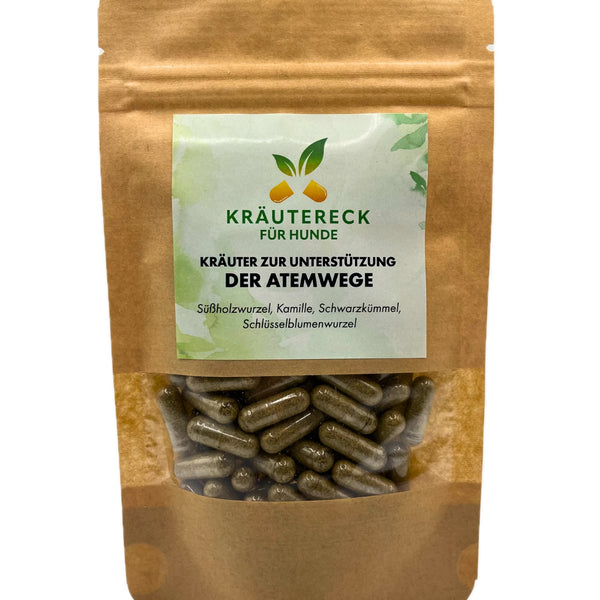Kräuterkapseln Hund – Atemwege | mit Schlüsselblume, Kamille & mehr