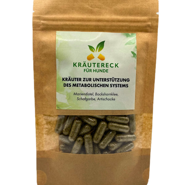 Kräuterkapseln Hund – Metabolisches System | mit Mariendistel, Artischocke & mehr