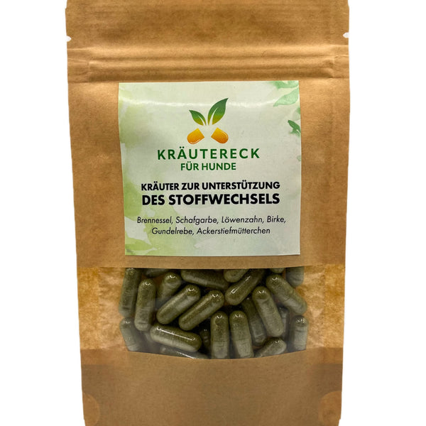 Kräuterkapseln Hund – Stoffwechsel | mit Brennnessel, Löwenzahn & mehr