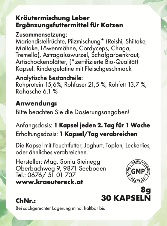 Kräuterkapseln - Leber Katze