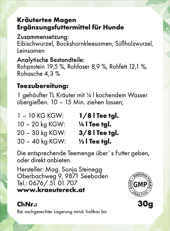 Kräutertee - Magen Hund