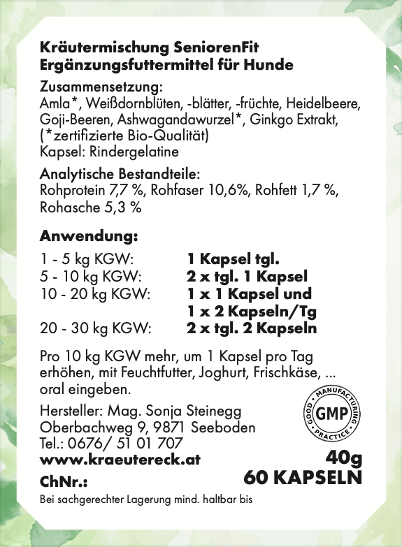 Kräuterkapseln – SeniorenFit Hund