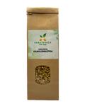 Produktverpackung: Kamillenblüten für Hund & Katze – zur Zubereitung als Tee, Waschung oder Inhalation (Vorderseite).