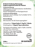 Rückseite: einfache Anwendung, Dosierung, Zutaten & analytische Bestandteile – Atemwegs-Kapseln Katze.