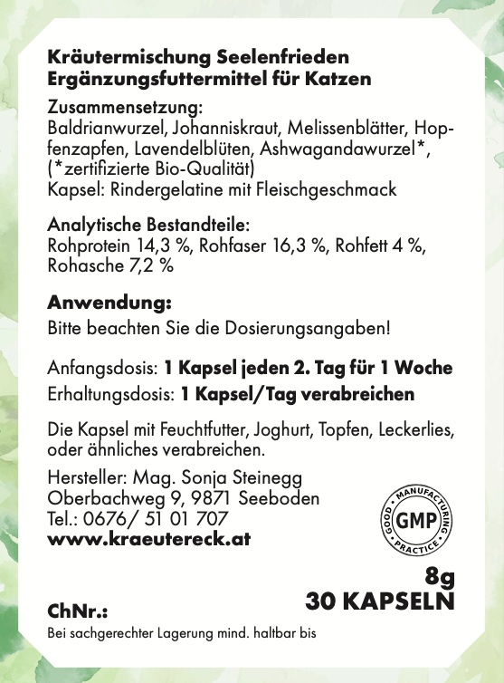 Kräuterkapseln - Seelenfrieden Katze